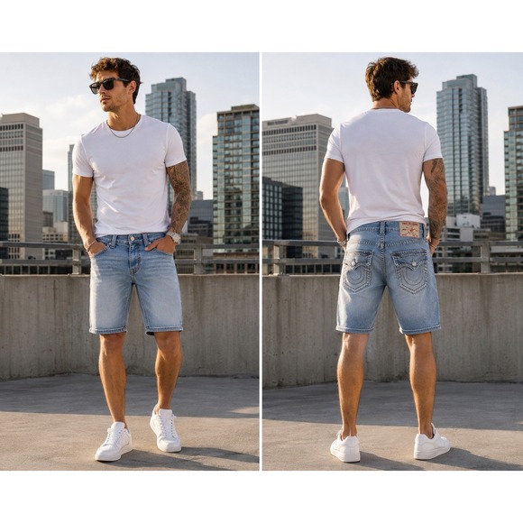 True Religion Other - True Religion Men's Rocco Casual Relaxed Skinny Medium Wash Denim Shorts 30